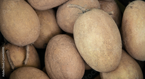 Close up of fresh Sapodilla background  sweet fruit