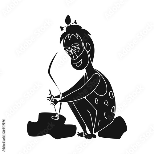 Vector design of man  and caveman logo. Set of man  and stone   stock symbol for web.