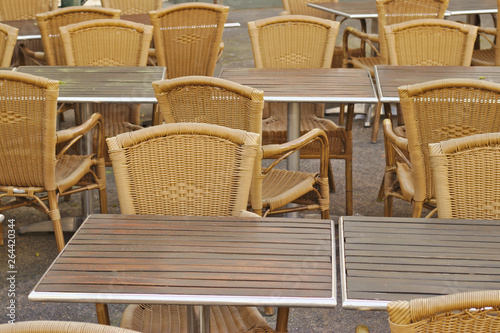 Empty restaurant tables