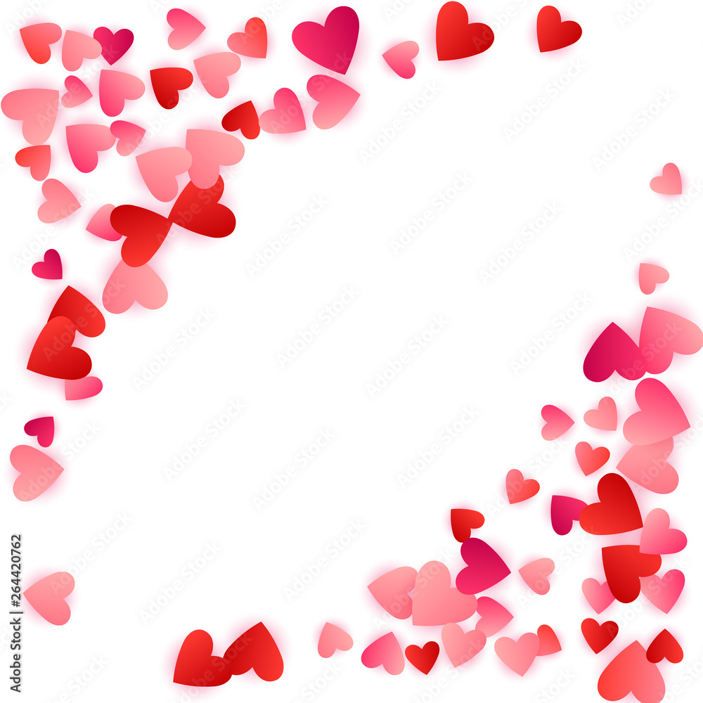 Red flying hearts bright love passion vector background.