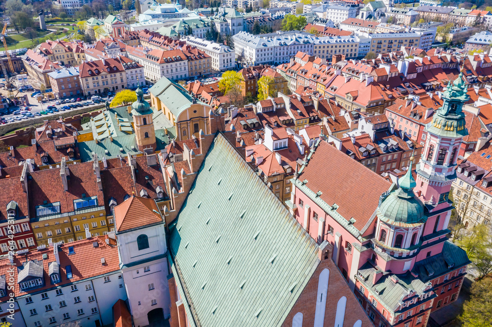 Archcathedral Basilica of St. John Baptist in Warsaw. Aerial View