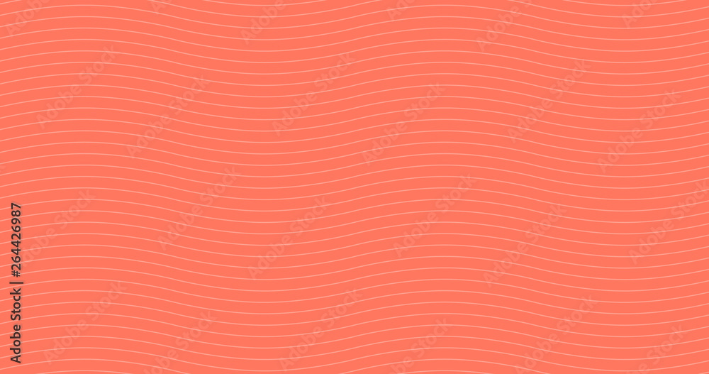 Fototapeta premium Living coral Geometric white waves seamless pattern. Light collection. Abstract wave textured background design. Vector illustration for minimalistic design. Modern elegant wallpaper. 4K format.