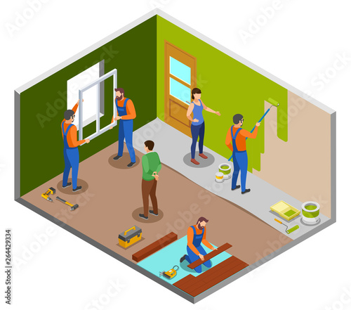 Home Repair Isometric Design Concept