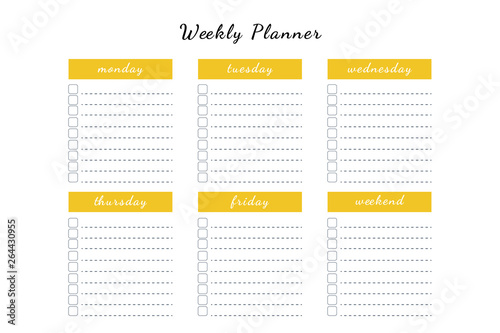 Weekly bright schedule, planner template