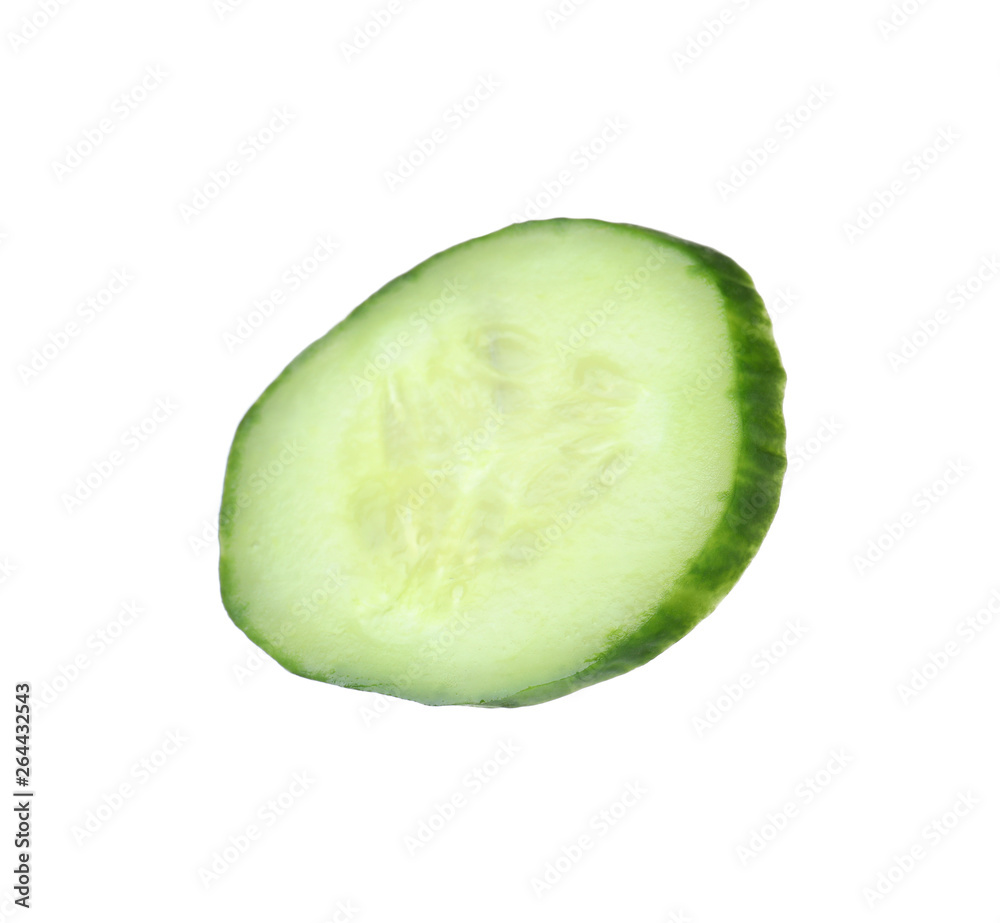 Slice of ripe cucumber on white background Slice of ripe cucumber on white background