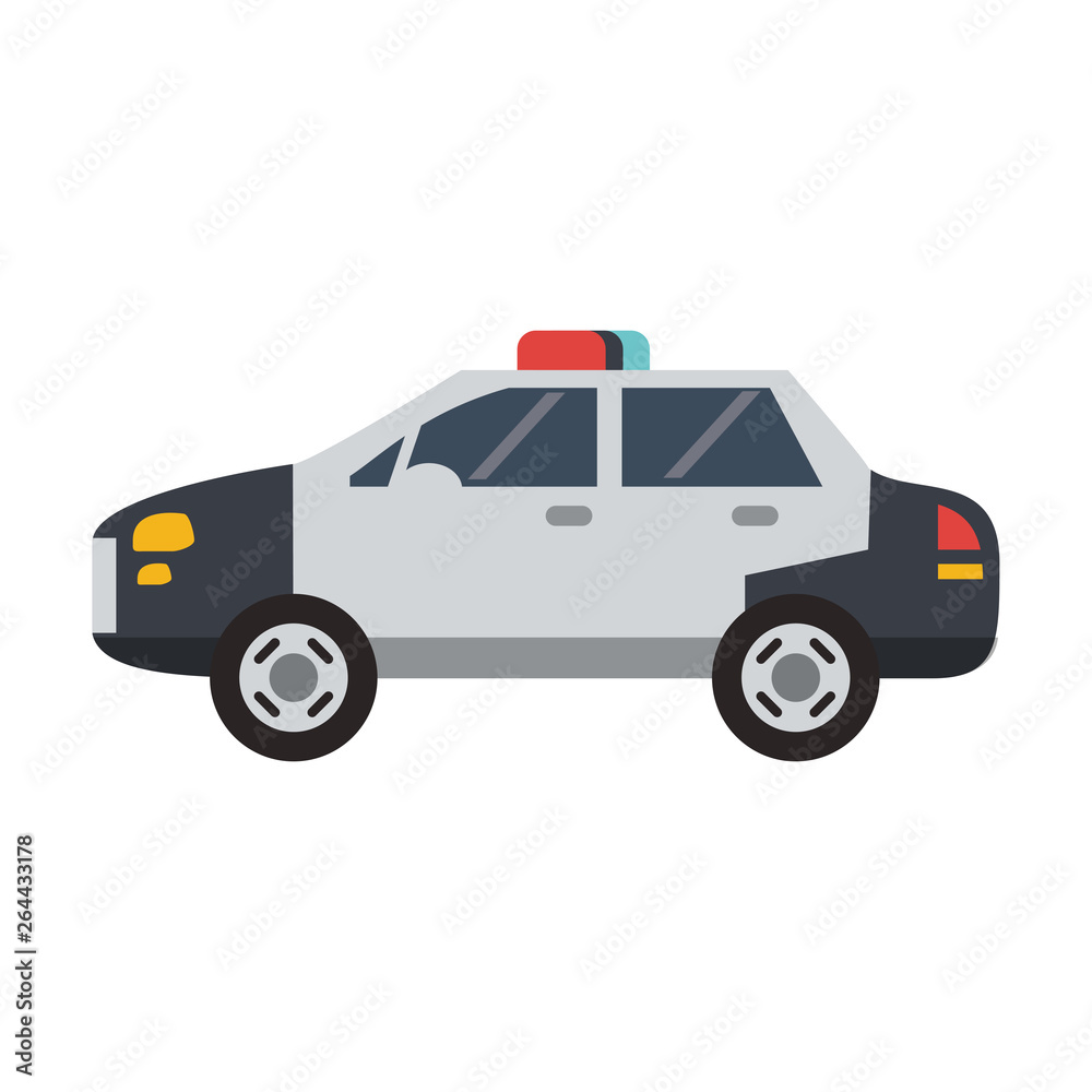 Police car vehicle isolated flat