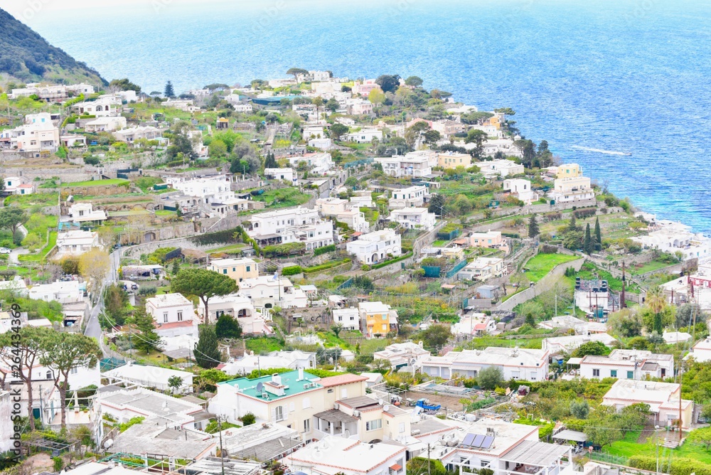 Aerial View of Traditional White Houses on Capri Island
