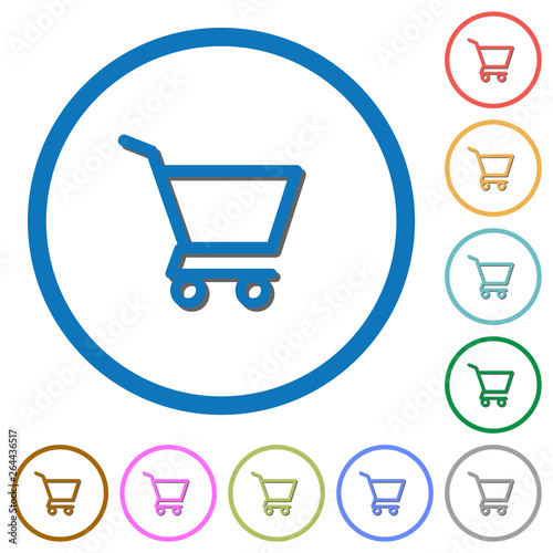Empty shopping cart icons with shadows and outlines