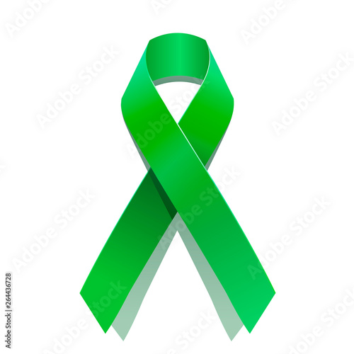 Green cancer awareness ribbon for many medical conditions and diseases . World Health Day photo