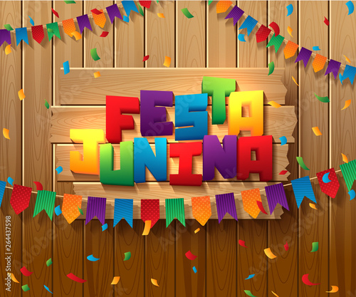 Festa Junina Brazil holiday design with traditional decorations and place for your text