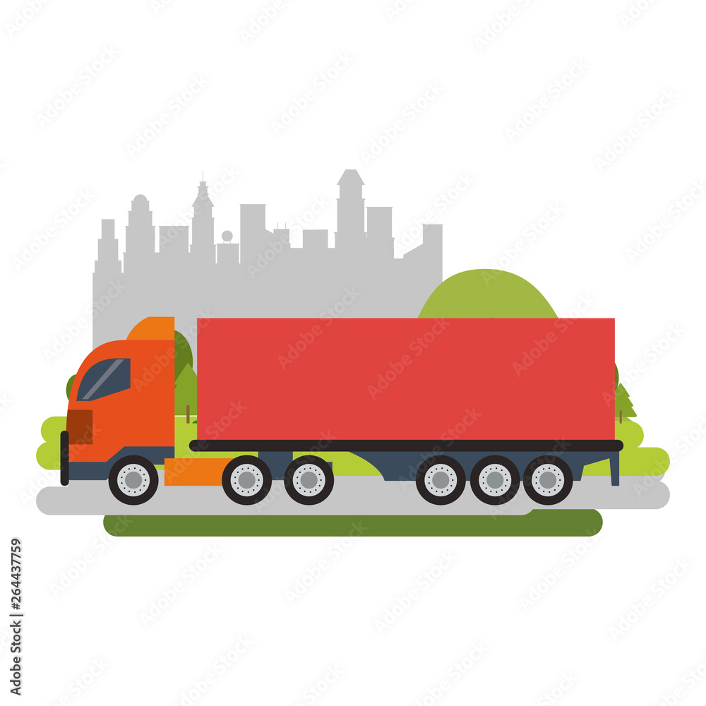 Cargo truck vehicle isolated flat