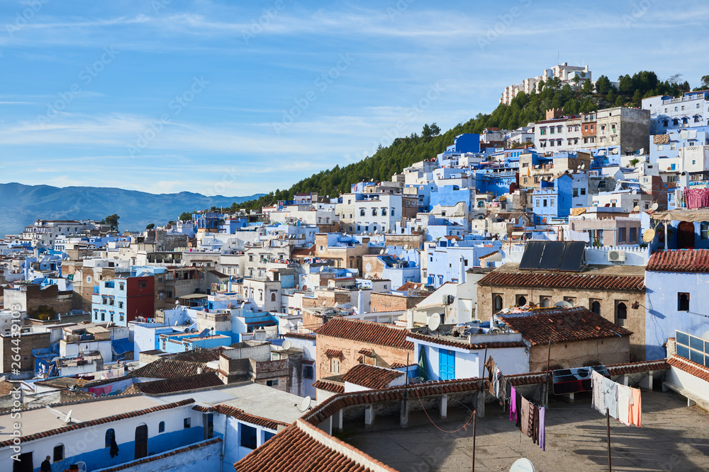 Chaouen cuidad de Marruecos con  todas sus casas pintadas de azul