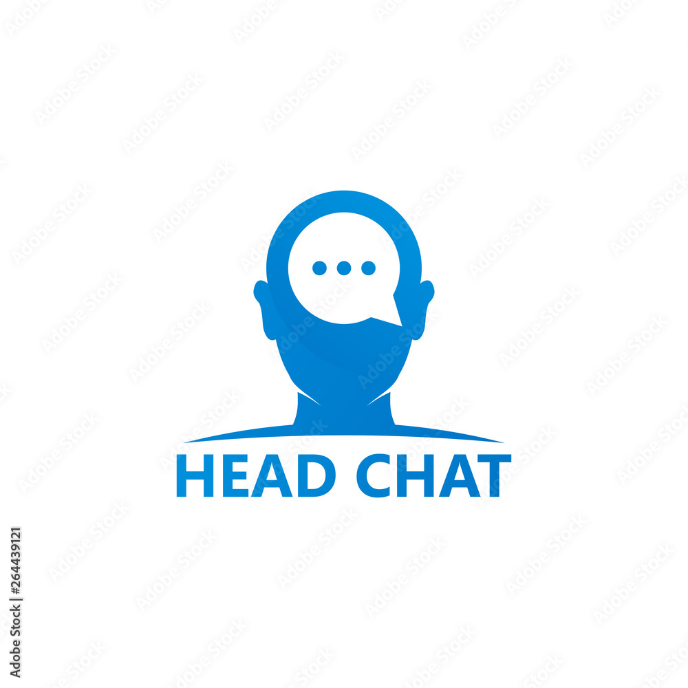 Head Chat Logo Template Design Vector, Emblem, Design Concept, Creative Symbol, Icon