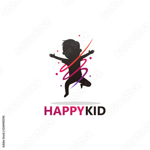 Happy Kid Logo Template Design Vector, Emblem, Design Concept, Creative Symbol, Icon