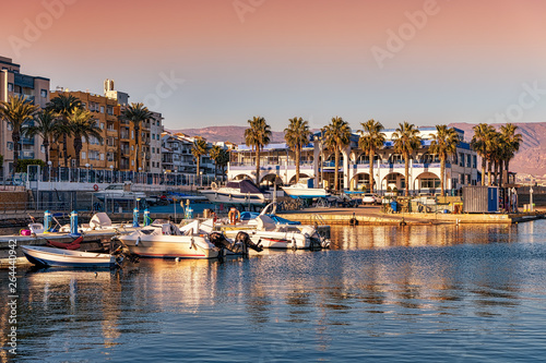 View of picturesque Roquetas de Mar harbor in southern Spain. photo