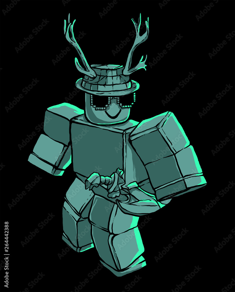 Fotografering, Billede illustration of roblox / robot cyborg på Europosters.dk