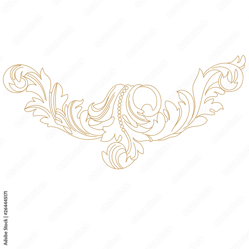 Fototapeta premium Golden vintage baroque ornament, corner. Retro pattern antique style acanthus.