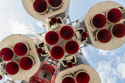 Bottom view of space rocket nozzles