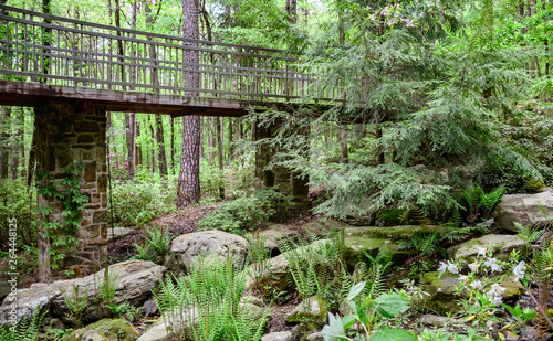 Stone bridge with a stream in a forest in  the Ozark mountains Arkansas