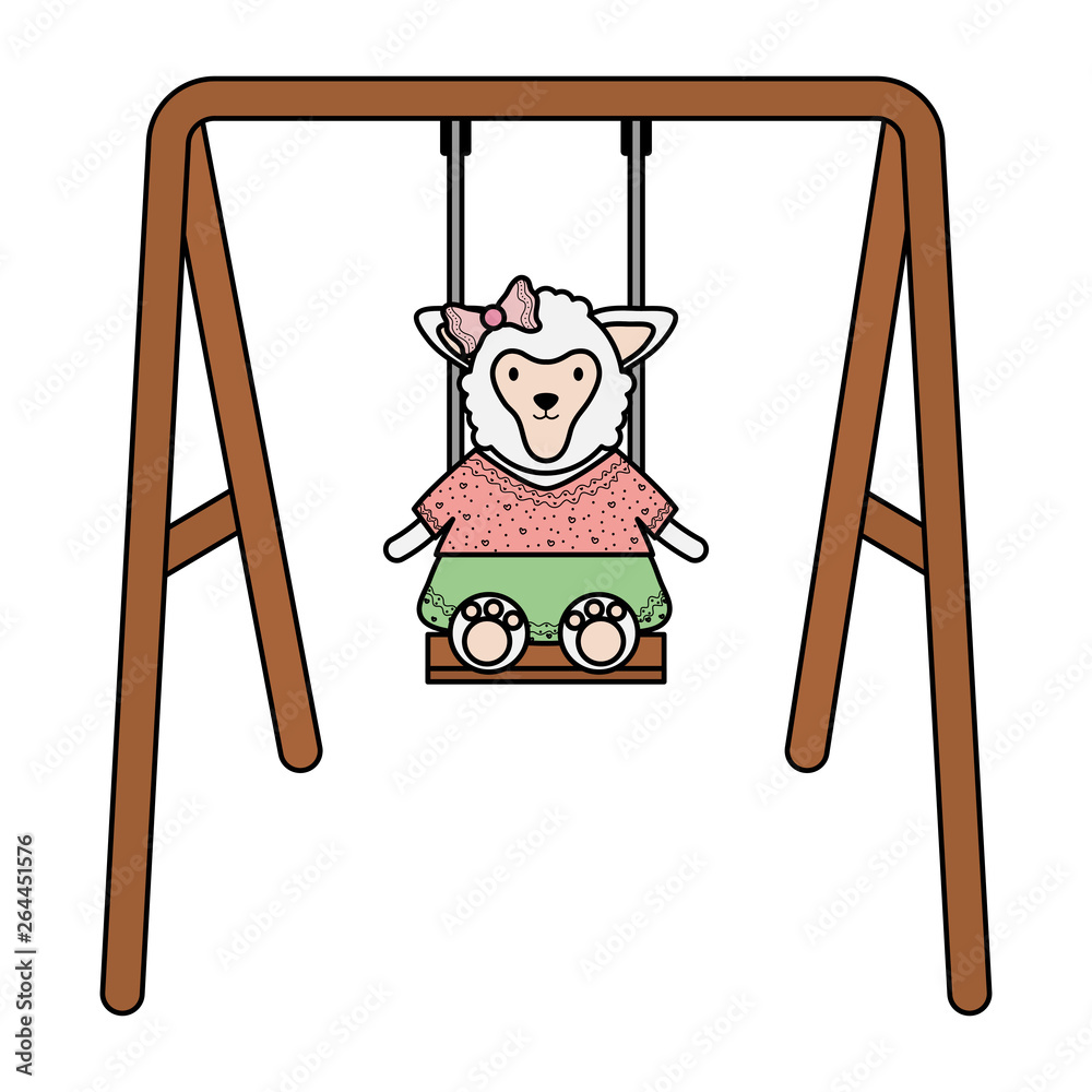 Obraz cute female sheep in swing