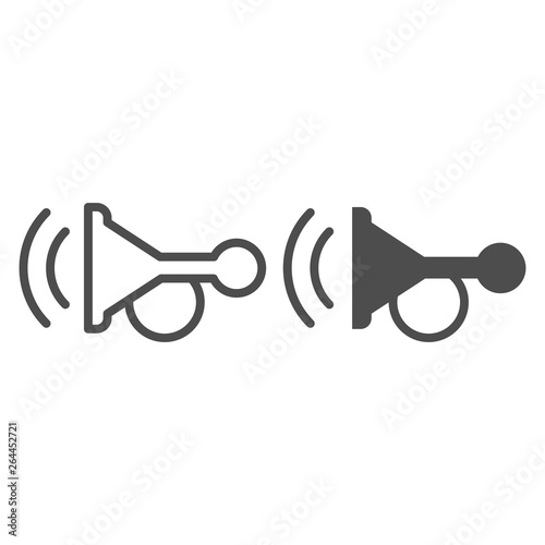 Beep line and glyph icon. Horn vector illustration isolated on white. Car signal outline style design, designed for web and app. Eps 10.