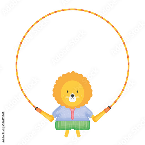 cute lion jumping rope