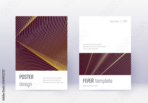 Minimalistic cover design template set. Gold abstr