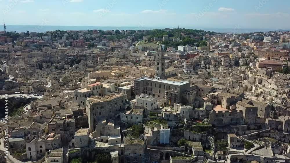 drone shot of matera