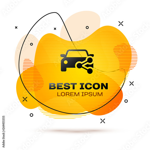 Black Car sharing icon isolated on white background. Carsharing sign. Transport renting service concept. Fluid color banner. Vector Illustration