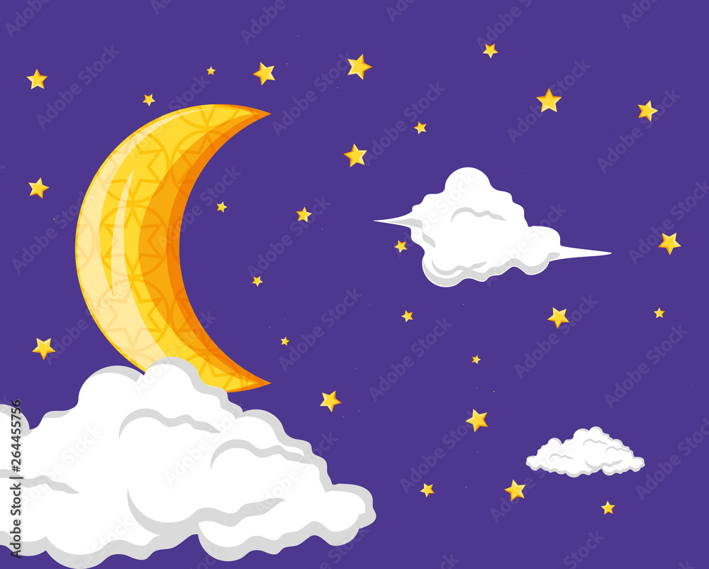 Fototapeta premium ramadan kareem card with moon at night