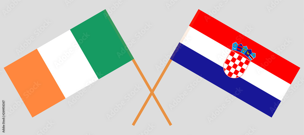 Croatia and Ireland. The Croatian and Irish flags. Official colors. Correct proportion. Vector Croatia and Ireland. The Croatian and Irish flags. Official colors. Correct proportion. Vector