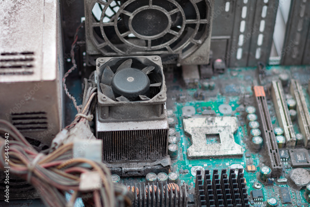 Repairing cleaning repairing old dusty computer. Dusty old server system unit Repairing cleaning repairing old dusty computer. Dusty old server system unit