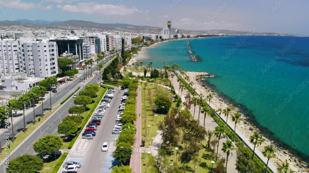 Limassol city embankment on sunny day, aerial view Limassol city embankment on sunny day, aerial view