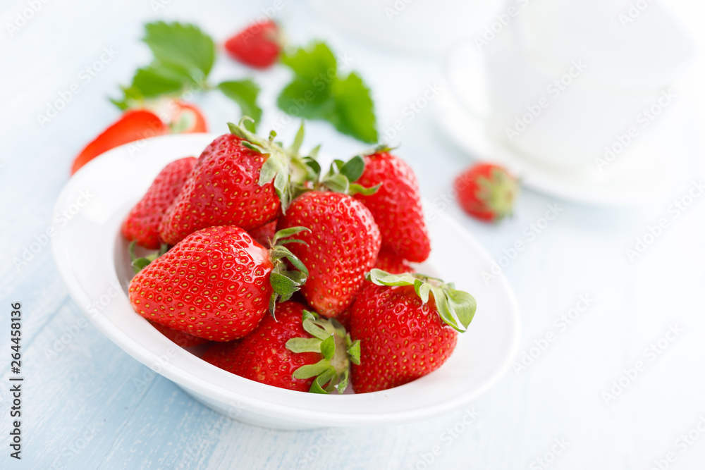 Fresh strawberry in bowl on table Fresh strawberry in bowl on table