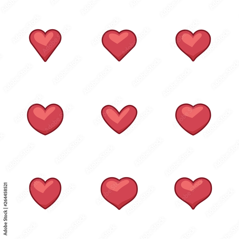 Collection of heart illustrations, set of hearts, love symbol Collection of heart illustrations, set of hearts, love symbol