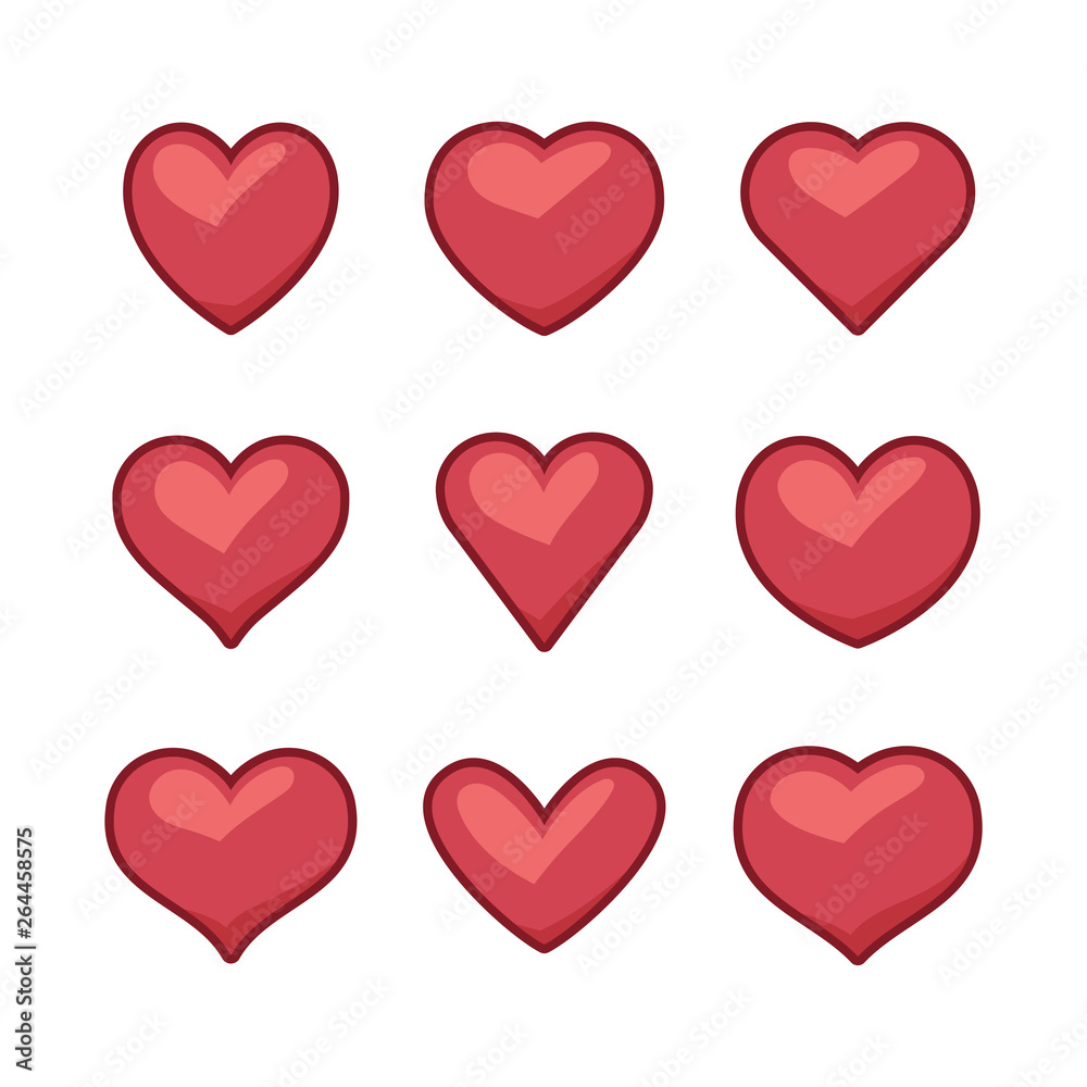 Collection of heart illustrations, set of hearts, love symbol Collection of heart illustrations, set of hearts, love symbol