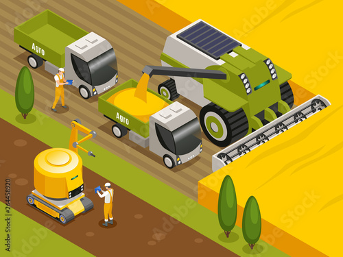  Agricultural Robots Isometric Composition