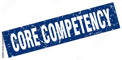 square grunge blue core competency stamp