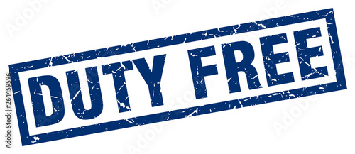 square grunge blue duty free stamp