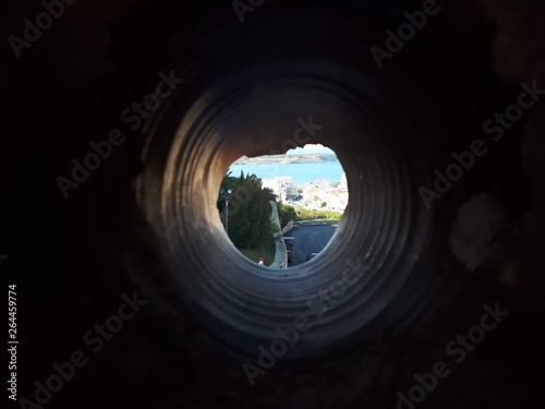 through the hole
