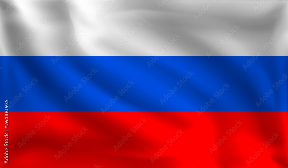 Naklejka premium Waving Russian flag, the flag of Russia, vector illustration