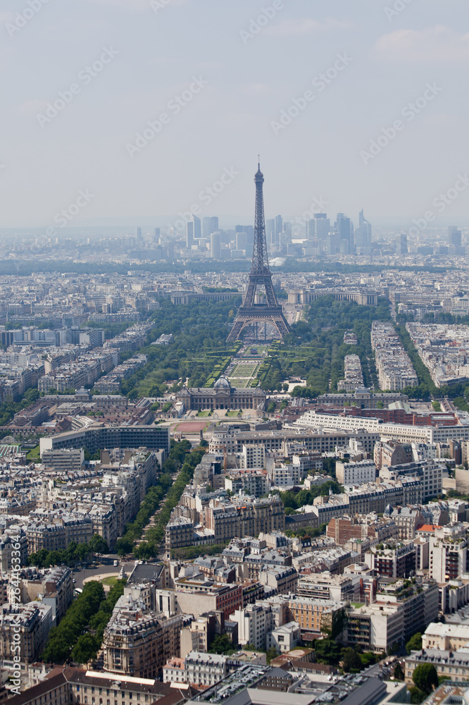 PARIS,FRANCE-JULY 14.2014:Panorama of Paris with eiffel tower, la Defence in background