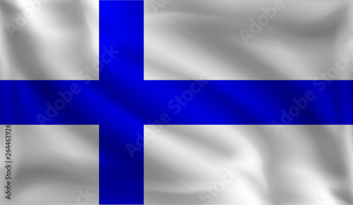 Waving Finland flag, the flag of Finland, vector illustration