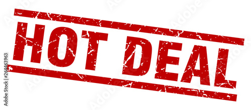 square grunge red hot deal stamp
