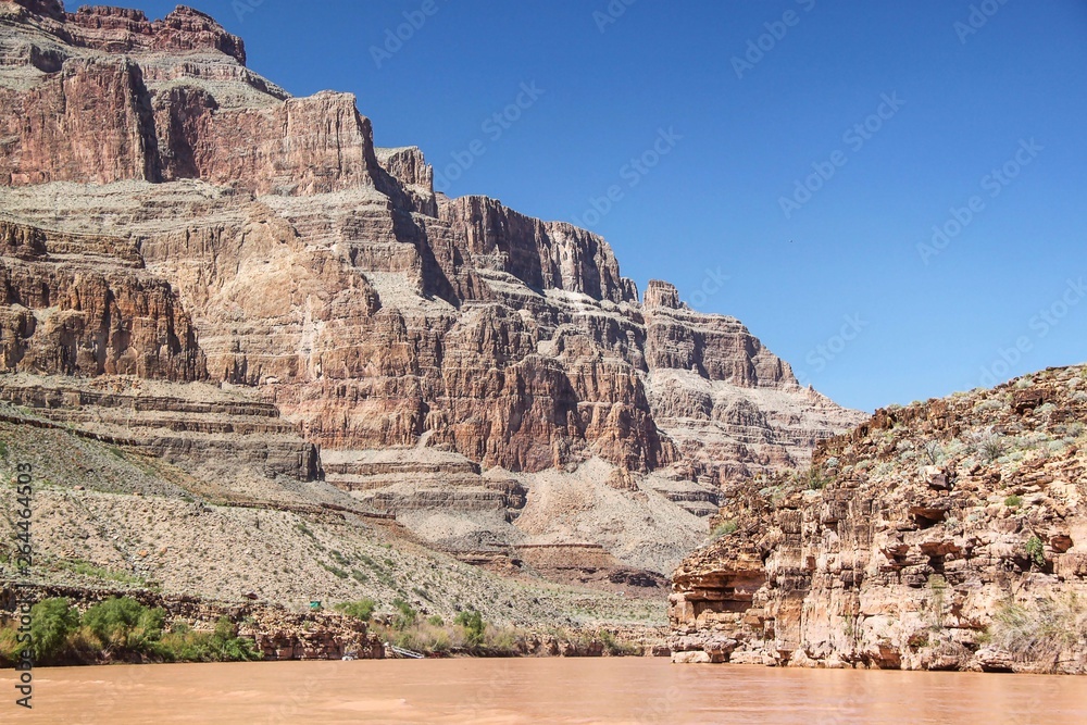 Gorgeous view on Colorado river and  Cliff of Grand Canyon, Arizona.Beautiful nature landscape backgrounds.