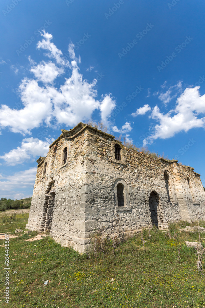 Ancient Medieval Eastern Orthodox church of Saint John of Rila at the bottom of Zhrebchevo Reservoir, Sliven Region, Bulgaria
