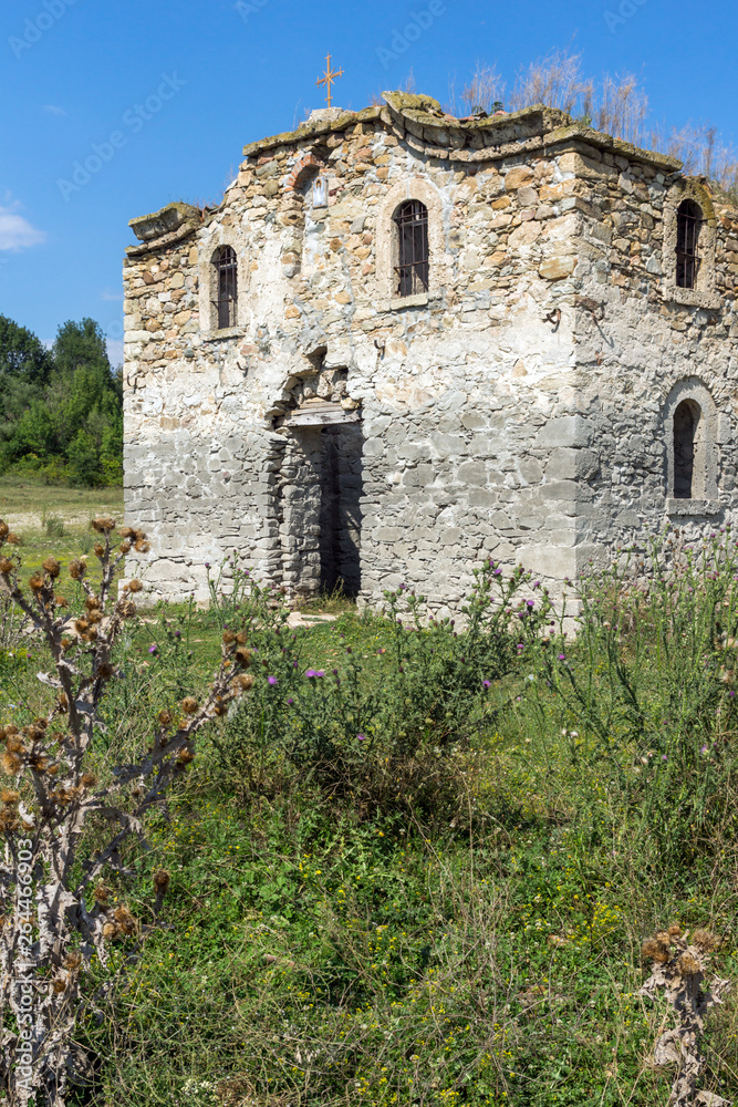 Ancient Medieval Eastern Orthodox church of Saint John of Rila at the bottom of Zhrebchevo Reservoir, Sliven Region, Bulgaria