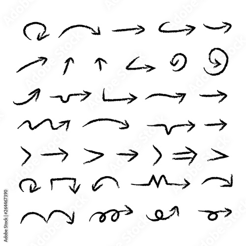 Fototapeta Naklejka Na Ścianę i Meble -  Hand drawn arrows, doodle arrow vector set collection
