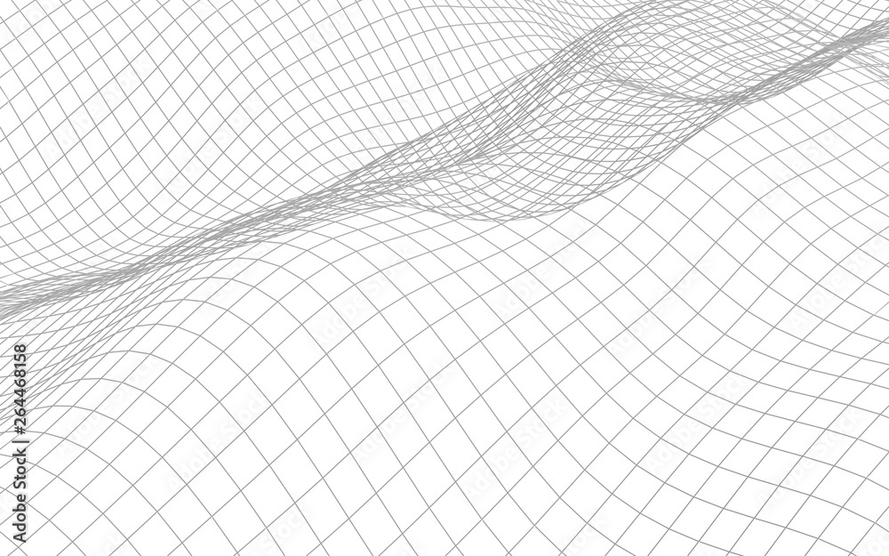 Abstract landscape on a white background. Cyberspace grid. hi tech network. 3d illustration