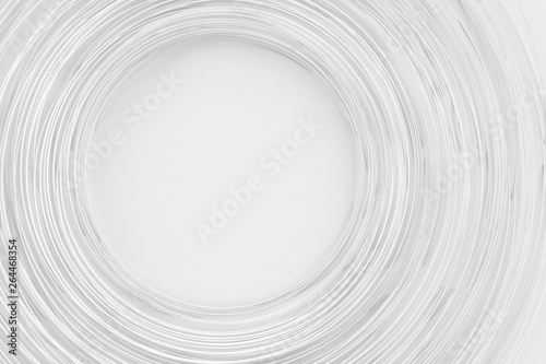 Digital light background of many white rotating rings and forming a frame in the center 3D illustration